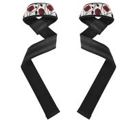 Polsiere gotiche rosse e nere con rose di Halloween e cinghie di sollevamento da 66 cm imbottite in neoprene per sollevamento pesi, bodybuilding, powerlifting e guanti da palestra