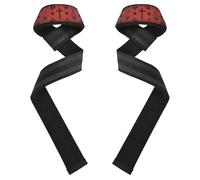 Polsiere gotiche rosse e nere per sollevamento pesi, 66 cm, imbottite, in neoprene, coppia di cinghie da palestra per sollevamento pesi, palestra, stacco da terra, allenamento