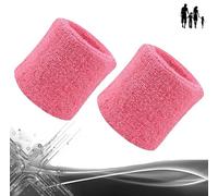 Polsiere per il sudore unisex in vari colori. Set di 2 polsini per attività sportive quali tennis, padel, palestra, corsa. Fasce polso unisex in morbida spugna elasticizzata. (Rosa)