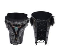 Polsiere vintage in finta pelliccia e pelle per cavaliere Cosplay Stage costume (nero)
