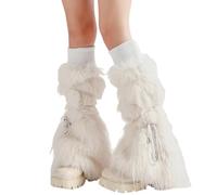 Polsini a costine Scaldamuscoli in peluche per le donne Inverno Caldo Estetica Legami Benda Peloso Stivali Copristivali svasati Calzini senza piedi Calzini Freddo Ghette