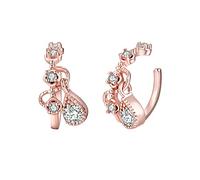 Polsini Auricolari in Oro Giallo 14k per Donne, moissanite Rotonda Non Piercing con Cuffie Auricolari a Goccia d'Acqua per Donne Oro