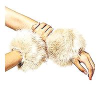Polsini beige eco pelliccia manicotti per maglie cappotti confezione 2 pezzi idea regalo elegante morbidi accessori moda invernale caldi decorativi