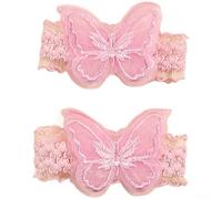 Polsini da polso in pizzo da donna, stile gotico, elegante, a farfalla, guanti senza dita in poliestere elasticizzato, accessori per feste di nozze, taglia unica, colore bianco (rosa)