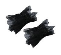 Polsini da polso in pizzo per camicie maglione semplice manica finta ornamento perle maniche a tesa maniche finte con polsino a strati floreale, Perlina singola nera, Taglia unica