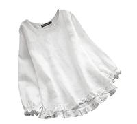 Polsini estivi da donna, a maniche lunghe, con scollo rotondo, a maniche lunghe, sotto i 3, bianco, 3XL