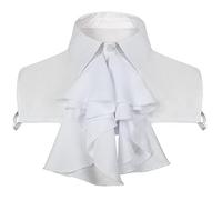 Polsini in Pizzo Unisex Medievale Colletto Stile Vittoriano Bianco Colletto Rialzato con Volant Donne Camicia francese retrò in stoffa ricamata con colletto colletto finto in pizzo da uomo e da donna