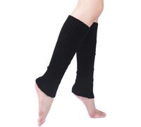 Polsini lunghi in maglia lana, 1 paio scaldamuscoli, scaldamuscoli in acrilico con lana, scaldamuscoli lunghi donna, scaldamuscoli invernali in maglia all'uncinetto, per donne e ragazze, nero