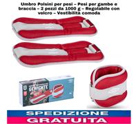 Polsini per pesi - Pesi per gambe e braccia - 2 pezzi da 1000 g. Regolabile