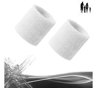 Polsini sportivi Polsiere per il sudore unisex in vari colori. Set di 2 polsini per attività sportive quali tennis, padel, palestra, corsa. Fasce polso unisex in morbida spugna elasticizzata. (Bianco)