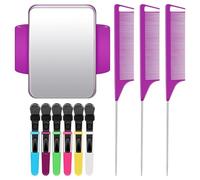 Polsino Magnetico per Parrucchiere, Perno, Polsino per Trecciatori, con 3 Pettini A Coda di, 6 Clip In Plastica, Viola