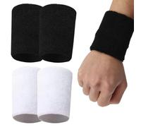 Polsino Sportivo Elastici,2 Paia Fasce da Polso Elastico Polso Bande, Sport Sweatband Polsino Uomo Donna, Antisudore Cinturini,Morbido Addensato per Basket Palestra fitness Ginnastica Tennis, 15X8cm