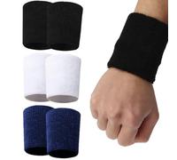 Polsino Sportivo Elastici, 3 Paia Fasce da Polso Elastico Polso Bande, Sport Sweatband Polsino Uomo Donna, Antisudore Cinturini,Morbido Addensato per Basket Palestra fitness Ginnastica Tennis, 8X8cm
