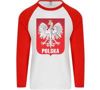 Polska Orzel Polonia Bandiera Lucido Calcio Uomo L/S Baseball T-Shirt