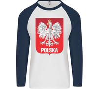 Polska Orzel Polonia Bandiera Lucido Calcio Uomo L/S Baseball T-Shirt