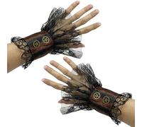Polsulla da polso a pizzo, braccialetto di bracciale Laace - maniche a mano traspirante elastiche per carnival hunting house mascherate attività scolastiche organizzatori per le esibizioni teatrali
