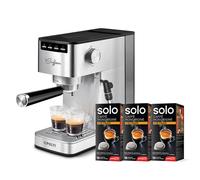 Polti Coffea P10S, macchina da caffè manuale compatibile con caffè macinato e in cialde, con montalatte. Incluse 54 cialde di SOLO, il caffè di Polti