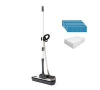 Polti Moppy Black Premium, Lavapavimenti a Vapore Senza Cavo, per tutti i Pavimenti e le Superfici Verticali Lavabili, Potenza 1500 W, Capacità Serbatoio 0,7 L, Extra Panni in Dotazione, Nero