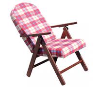 Poltrona 4 Posizioni con Cuscino Cotone Legno cm 61x75x110 h Rosso DecHome