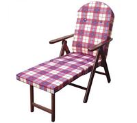 Poltrona 4 Posizioni Relax con Cuscino Prolunga Cotone Legno Rosso DecHome