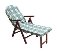 Poltrona 4 Posizioni Relax con Cuscino Prolunga Cotone Legno Verde DecHome