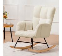 Poltrona a dondolo COMHOMA, poltrona relax con braccioli, poltrona a dondolo in peluche Teddy, capacità di carico fino a 150 kg, sdraio da giardino per camera da letto, soggiorno, design elegante