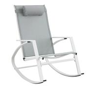 Poltrona a Dondolo da Esterno Demid New in Acciaio Bianco Textilene e Poggiatest