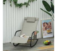 Poltrona a Dondolo da Giardino con Poggiatesta e Tasca Laterale, 150x62x88 cm, Nero e Grigio