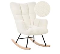 Beliani Sedia a dondolo moderna Rivestimento in tessuto Boucle Dondoli in legno Bianco