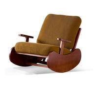 Poltrona a dondolo singola in legno massello retrò - Divano pigro in stile metà secolo for adulti, cuscino lavabile, adatto for balcone, camera da letto, soggiorno, poltrona reclinabile(H,1)
