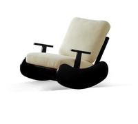 Poltrona a dondolo singola in legno massello retrò - Divano pigro in stile metà secolo for adulti, cuscino lavabile, adatto for balcone, camera da letto, soggiorno, poltrona reclinabile(K,2)