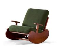 Poltrona a dondolo singola in legno massello retrò - Divano pigro in stile metà secolo for adulti, cuscino lavabile, adatto for balcone, camera da letto, soggiorno, poltrona reclinabile(D,2)