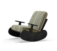 Poltrona a dondolo singola in legno massello retrò - Divano pigro in stile metà secolo for adulti, cuscino lavabile, adatto for balcone, camera da letto, soggiorno, poltrona reclinabile(C,2)