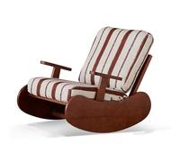 Poltrona a dondolo singola in legno massello retrò - Divano pigro in stile metà secolo for adulti, cuscino lavabile, adatto for balcone, camera da letto, soggiorno, poltrona reclinabile(F,1)