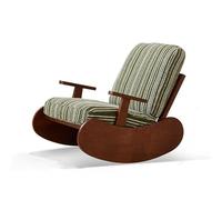 Poltrona a dondolo singola in legno massello retrò - Divano pigro in stile metà secolo for adulti, cuscino lavabile, adatto for balcone, camera da letto, soggiorno, poltrona reclinabile(C,1)