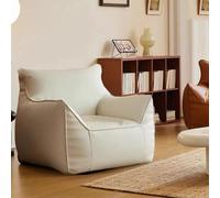 Poltrona a sacco grande, rivestimento in pelle a base d'acqua, design moderno metà secolo per soggiorno, camera da letto, spazi interni e giardino, senza imbottitura