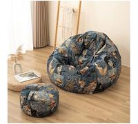 Poltrona a sacco in stile etnico con rivestimento rimovibile, divano letto singolo reclinabile per camera da letto, pouf con imbottitura per interni ed esterni, morbido tatami, verde + poggiapiedi, L