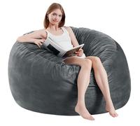 Poltrona a sacco per adulti, 1,2 m, in memory foam, grande divano con morbida copertura in microfibra, divano rotondo e soffice, per soggiorno, camera da letto, dormitorio, 1,2 m, grigio