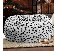Poltrona a sacco per adulti di alta qualità, elegante fodera non imbottita, morbida pelliccia/pelle/cashmere/lana, per decorare la casa, comodo divano futon (pelliccia di coniglio, nero)