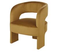 Poltrona a tre gambe in velluto ocra