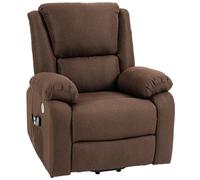 Poltrona Alzapersona Elettrica Reclinabile con Poggiapiedi 1 Motore 87x92x105 cm in Tessuto Effetto Lino Caffè