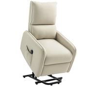 Poltrona Alzapersona Elettrica Reclinabile con Telecomando e Tasca in Tessuto Beige