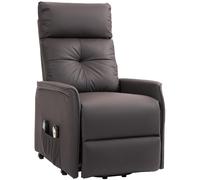 Poltrona Alzapersona Reclinabile 1 Motore con 8 Punti Massaggio 67x89x102 cm Riscaldamento e 2 Telecomandi Marrone