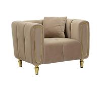 Poltrona Branco, Seduta Imbottita, Divano Singolo da Salotto, Sedia con braccioli, 81x97 h71 cm, Grigio e Oro
