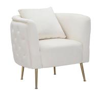Poltrona Bucarest Crema 76x74x73 cm Legno e Spugna e Tessuto e Metallo Crema e