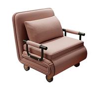 Poltrona Camera da Letto Moderna con Ruote e Materasso Letto Divano Singolo con Schienale Regolabile in 6 Livelli Tessuto in Cotone e Lino per Ufficio, Studio, Soggiorno(Brown,190 * 77 * 24cm)
