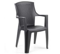 IPAE PROGARDEN Sedia da Giardino Polipropilene con Braccioli Impilabile effetto Rattan 60x62x89h cm colore Antracite - 87101 Eden