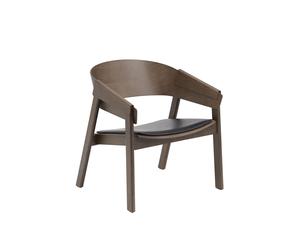 Poltrona Cover Rivestita in Pelle Nero/ Marrone Scuro