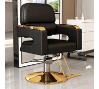 Poltrona da barbiere, multifunzione, moderna, con sistema idraulico e seduta larga, per parrucchieri professionisti, centri estetici e barbieri(Black,Gold)