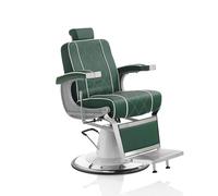 Poltrona da Barbiere nera o verde Cromata HAIR GRANADA Base Rotonda Sky Ecopelle Nera